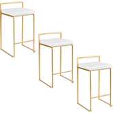 Fuji 26" Counter Stool in Gold & White Leatherette (Set of 3)